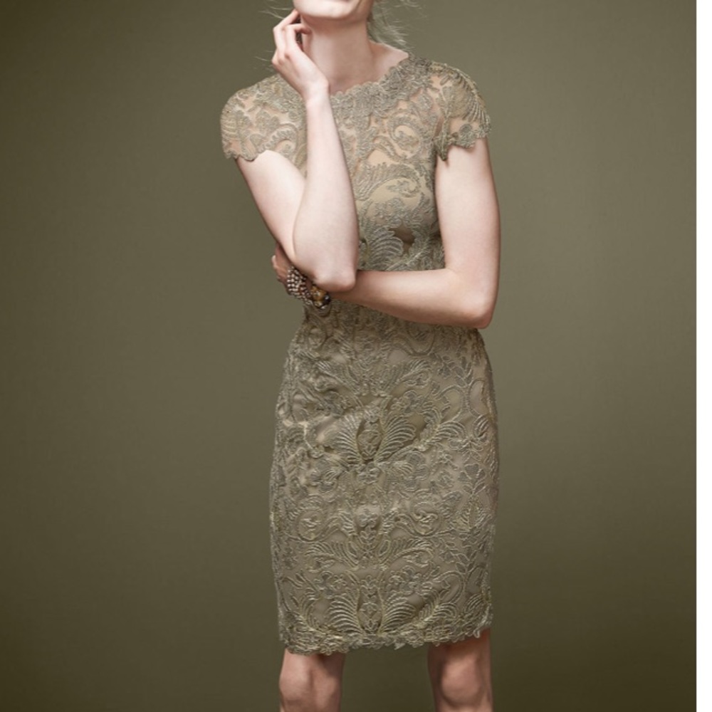 Tadashi Shoji Cap Sleeve Sequins Lace Dress